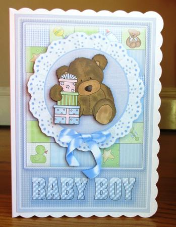 Teddy Baby Boy Decoupage by Johanna Lambert