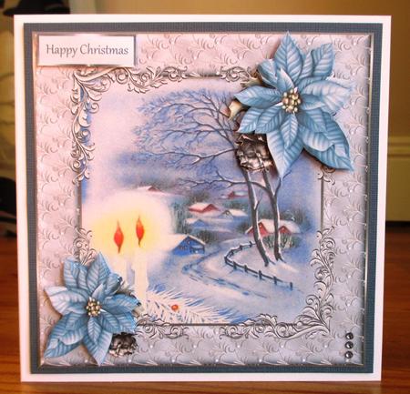 Candles in the Snow 7x7 Card with Decoupage by Johanna Lambert