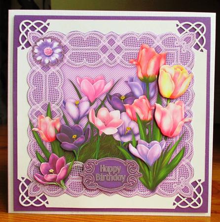 Easter Flowers 8in x 8in Decoupage by Johanna Lambert