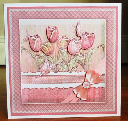 Shabby Chic Tulips - 8in x 8in Decoupage by Johanna Lambert