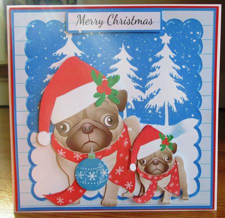 Puggy Christmas Mini Kit with Pug Dog and Puppy by Johanna Lambert