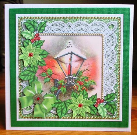 Lantern Green Poinsettia 3D Decoupage Step by Step Sheet by Johanna Lambert