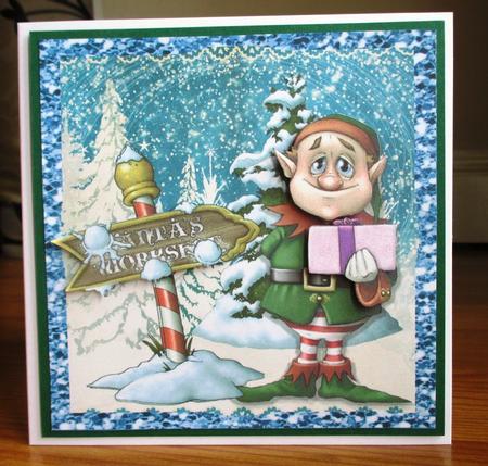 Santa's Helper with Present 8x8 by Johanna Lambert