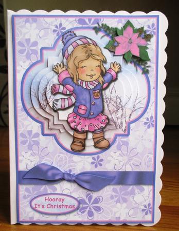 Hooray It's Christmas Lilac Pyramid Card Front by Johanna Lambert