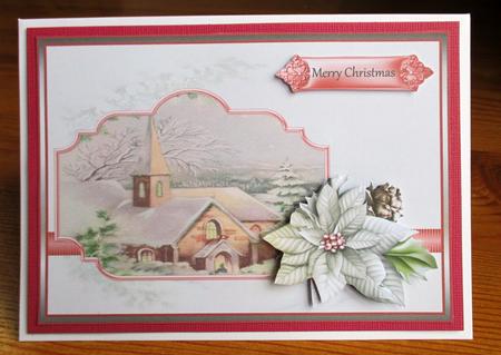 Church at Christmas Card with Decoupage by Johanna Lambert