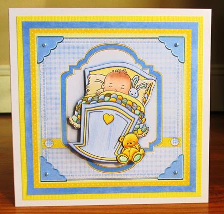 Baby Boy in Cradle Topper & Decoupage by Johanna Lambert