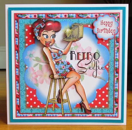 Retro Selfie Cherry Blossom Card Front Kit by Johanna Lambert