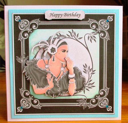 Art Deco Lady Black Silver Decoupage by Johanna Lambert