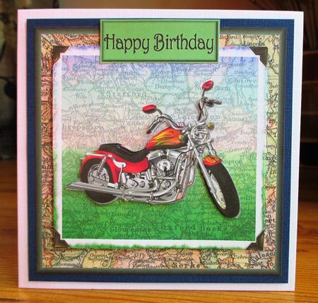 Motorbike Square Card & Topper by Johanna Lambert
