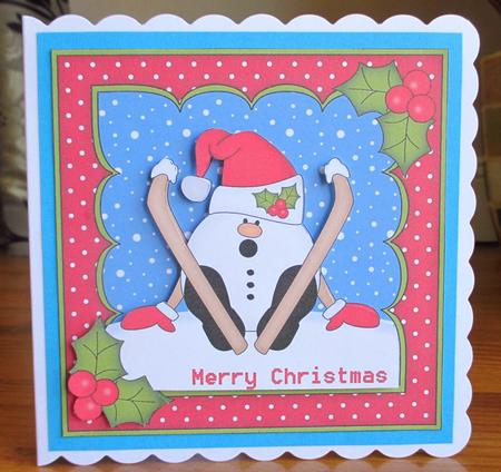 8 x 8 Christmas Oops Skiing Snowball Sam Scalloped Corner To by Johanna Lambert