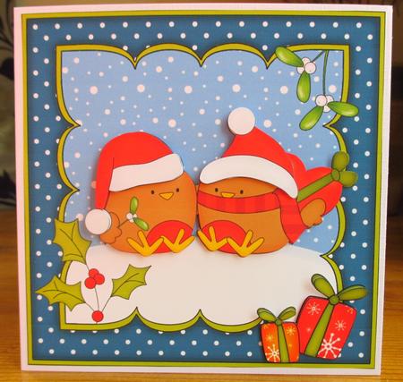 8x8 Xmas Bobbin Robin Love Mini Kit 3D Decoupage by Johanna Lambert
