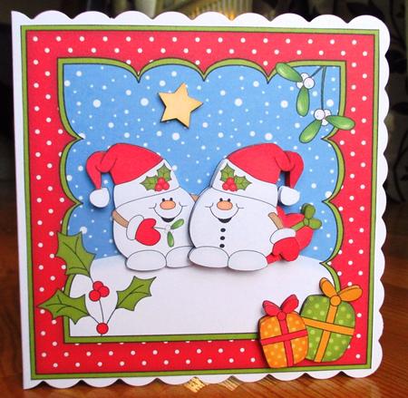 8x8 Christmas Snowball Sam Love 3D Decoupage by Johanna Lambert