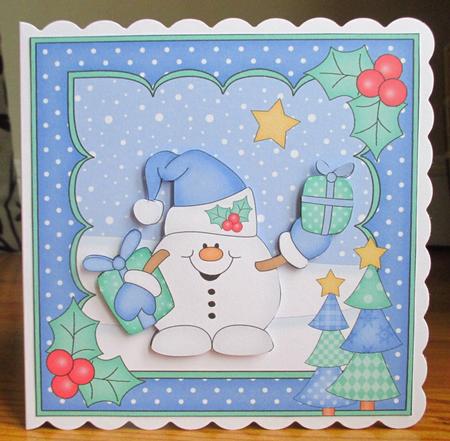 8 x 8 Christmas Snowball Sam's Presents Scalloped Corner Top by Johanna Lambert