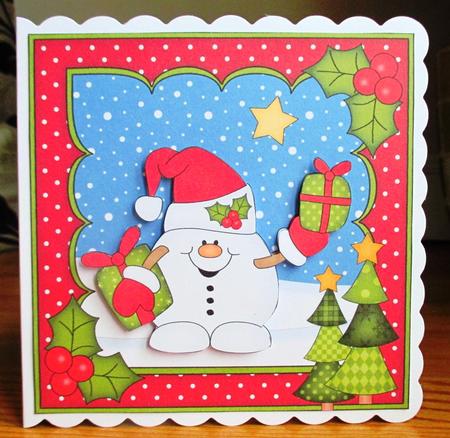 8 x 8 Christmas Snowball Sam's Presents Scalloped Corner Top by Johanna Lambert