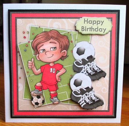 Soccer Star Topper & Decoupage Red & White Football Fans by Johanna Lambert