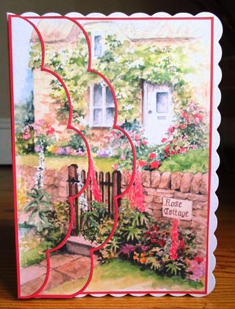 Rose Cottage Scalloped Layered Card Front by Johanna Lambert