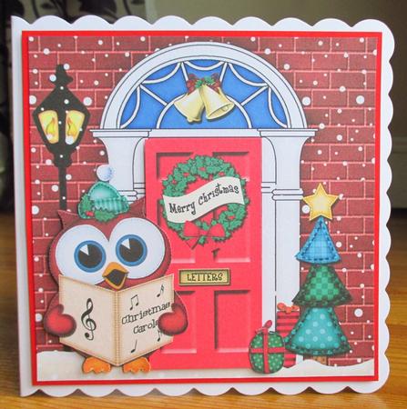 Singing Owl Christmas Door Quick Card & 3D Decoupage by Johanna Lambert