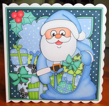 8 x 8 Christmas Santa's Sack Scalloped Corner Topper by Johanna Lambert