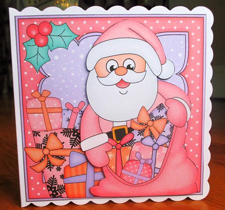 8 x 8 Christmas Santa's Sack Scalloped Corner Topper by Johanna Lambert