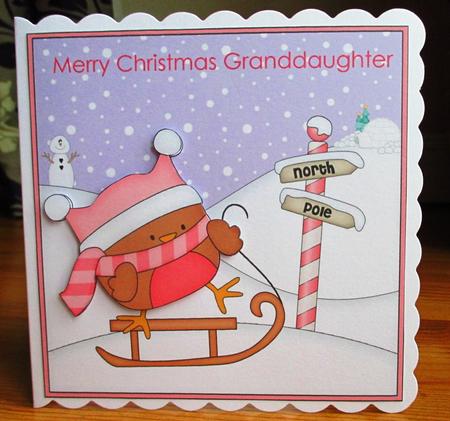 8 x 8 Christmas Sledging Bobbin Robin Corner Topper by Johanna Lambert