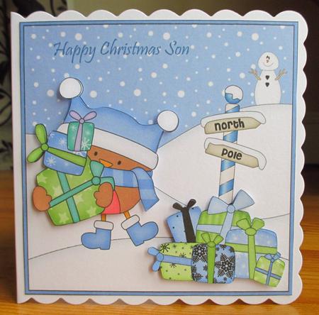8 x 8 Christmas Bobbin Robin Scalloped Corner Topper by Johanna Lambert