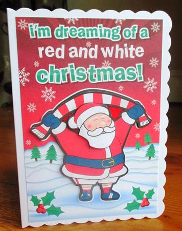 Father Christmas Red & White Football Fan by Johanna Lambert