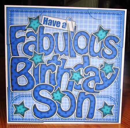 8 x 8 Happy Birthday Son Scalloped Corner Topper by Johanna Lambert