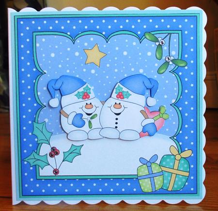 8 x 8 Christmas Snowball Sam Love Scalloped Corner Topper by Johanna Lambert