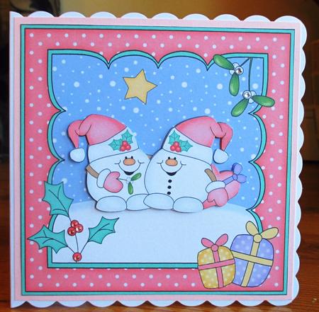 8 x 8 Christmas Snowball Sam Love Scalloped Corner Topper by Johanna Lambert
