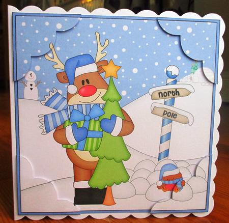 8 x 8 Rudolph's Christmas Tree Rio Scalloped Corner by Johanna Lambert