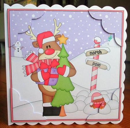 8 x 8 Rudolph's Christmas Tree Rio Scalloped Corner by Johanna Lambert