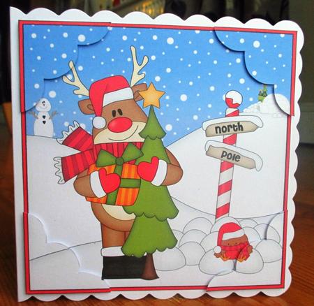8 x 8 Rudolph's Christmas Tree Rio Scalloped Corner by Johanna Lambert