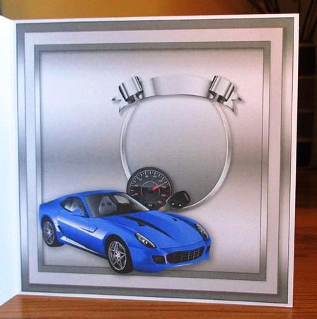Blue Car and Speedo Matching 8inx8in Insert Plate by Johanna Lambert