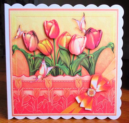 Colourful Tulips 8in x 8in Decoupage by Johanna Lambert