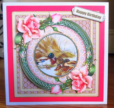 Mallards and Pink Roses by Johanna Lambert