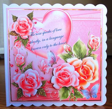 Valentine Rose 7x7 Card with Decoupage by Johanna Lambert