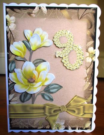 Lemon Magnolia 90 Card Front with Decoupage by Johanna Lambert
