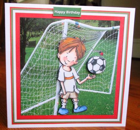 A Game of Football 7x7 Card with Decoupage by Johanna Lambert