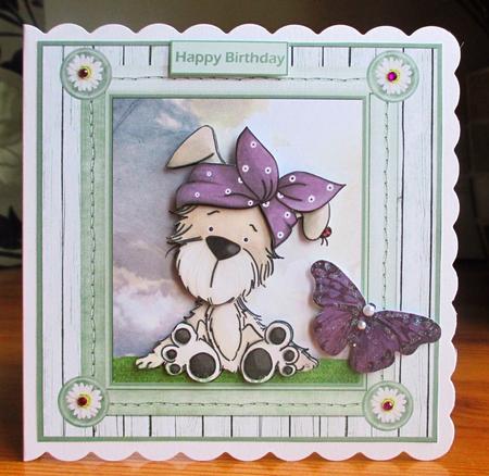 Polka Dot Bella 7x7 Card with Decoupage by Johanna Lambert