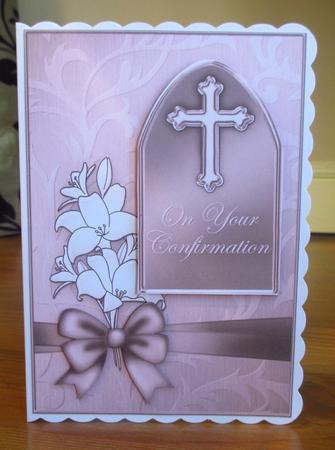 5 x 7 Confirmation Metallic Greeting with 3D Decoupage by Johanna Lambert