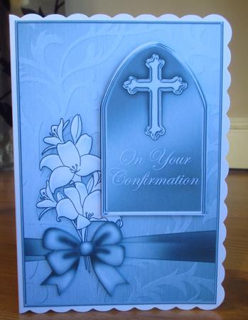 5 x 7 Confirmation Metallic Greeting with 3D Decoupage by Johanna Lambert