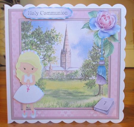 First Holy Communion Girl (blonde) Card Topper & Decoupage by Johanna Lambert