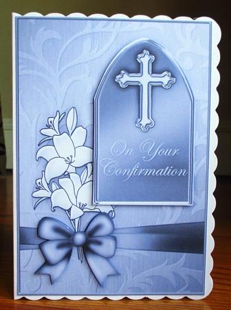 5 x 7 Confirmation Metallic Greeting with 3D Decoupage by Johanna Lambert