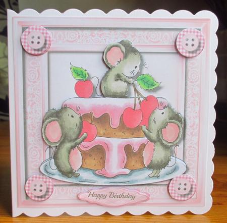 8x8 Mini Kit, Cherry Cake Mice  by Johanna Lambert