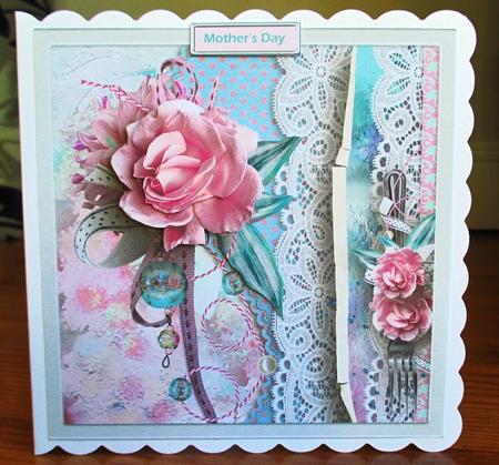 Mother's Day Rose 7.5 Card with Decoupage by Johanna Lambert