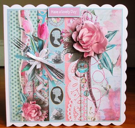Afternoon Tea with Tea Rose 7x7 Card by Johanna Lambert