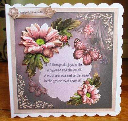 Dahlias for Mother 7x7 Card with Decoupage by Johanna Lambert