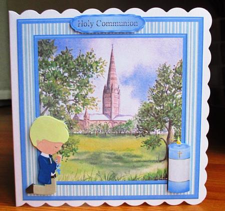 First Holy Communion Boy (blonde) Card Topper & Decoupage by Johanna Lambert
