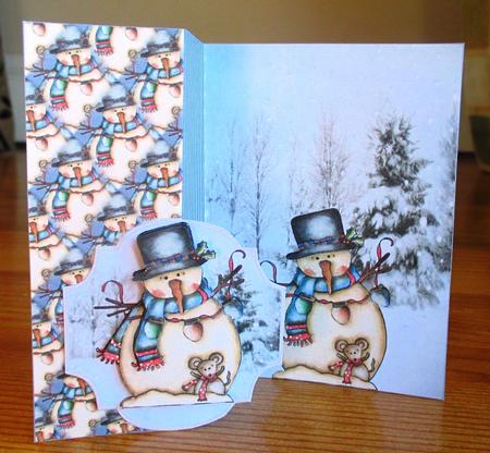 Handpainted Snowman No Hole Fold Back Card by Johanna Lambert