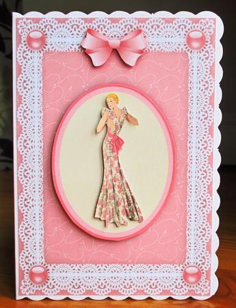 Art Deco Lady 'n Lace Step by Step Card Front by Johanna Lambert